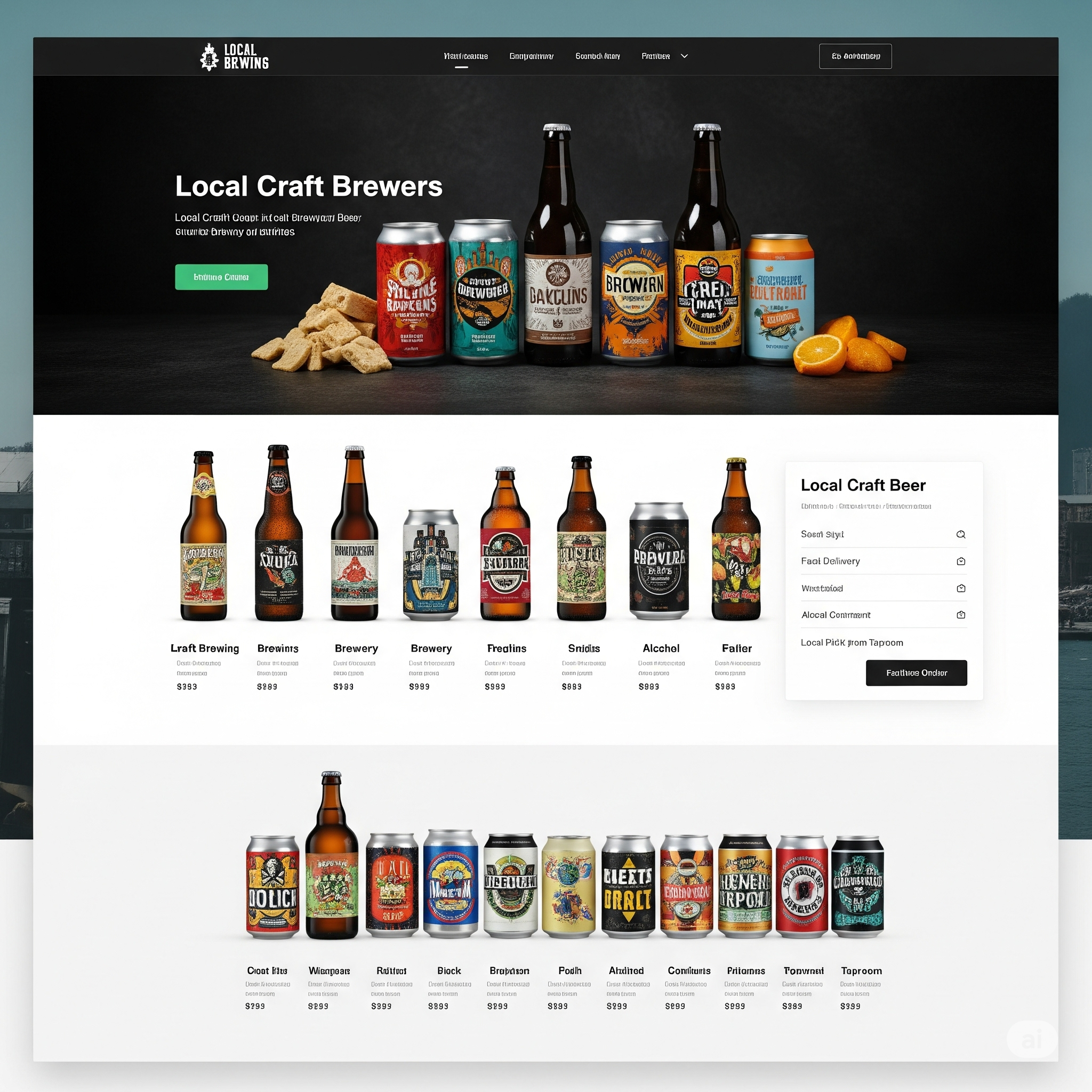 Screenshot of e-commerce website for LocalCraft Brews